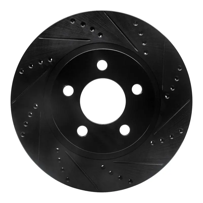 R1 01-11 Ford Explorer Sport Front Right Drilled & Slotted Black Brake Rotor 1