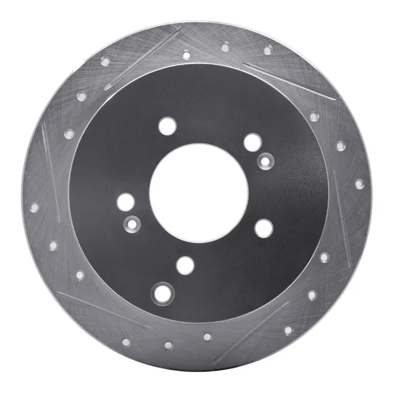 R1 01-16 Hyundai Santa Fe Rear Left Drilled & Slotted Silver Brake Rotor 1