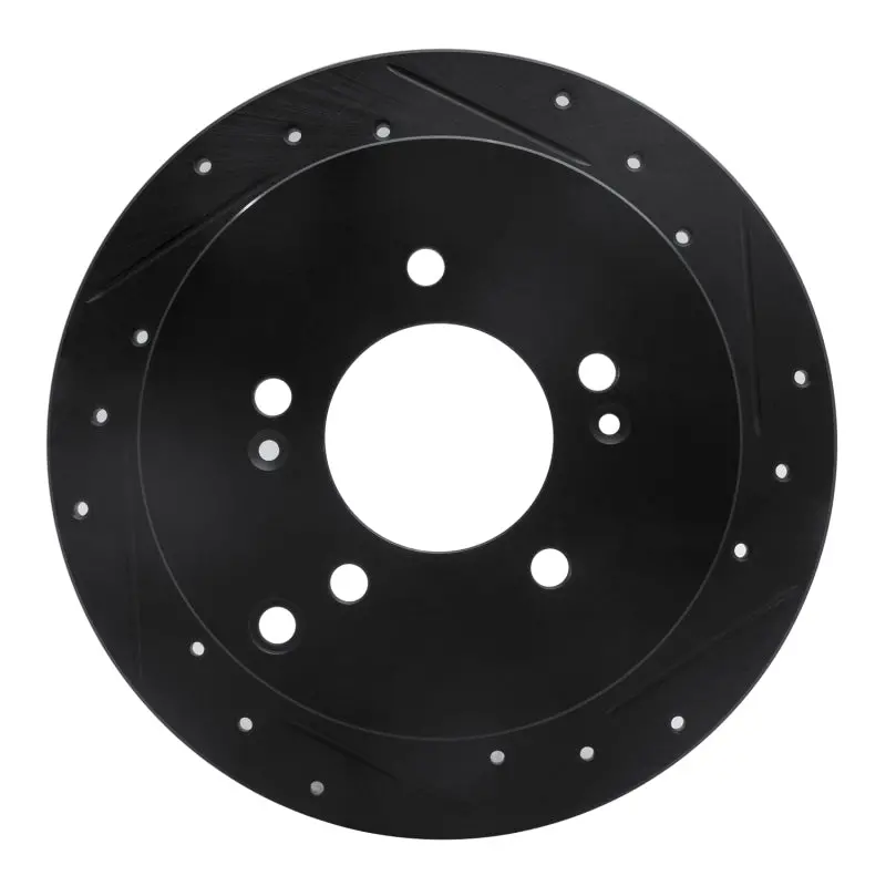 R1 01-16 Hyundai Santa Fe Rear Right Drilled & Slotted Black Brake Rotor 1