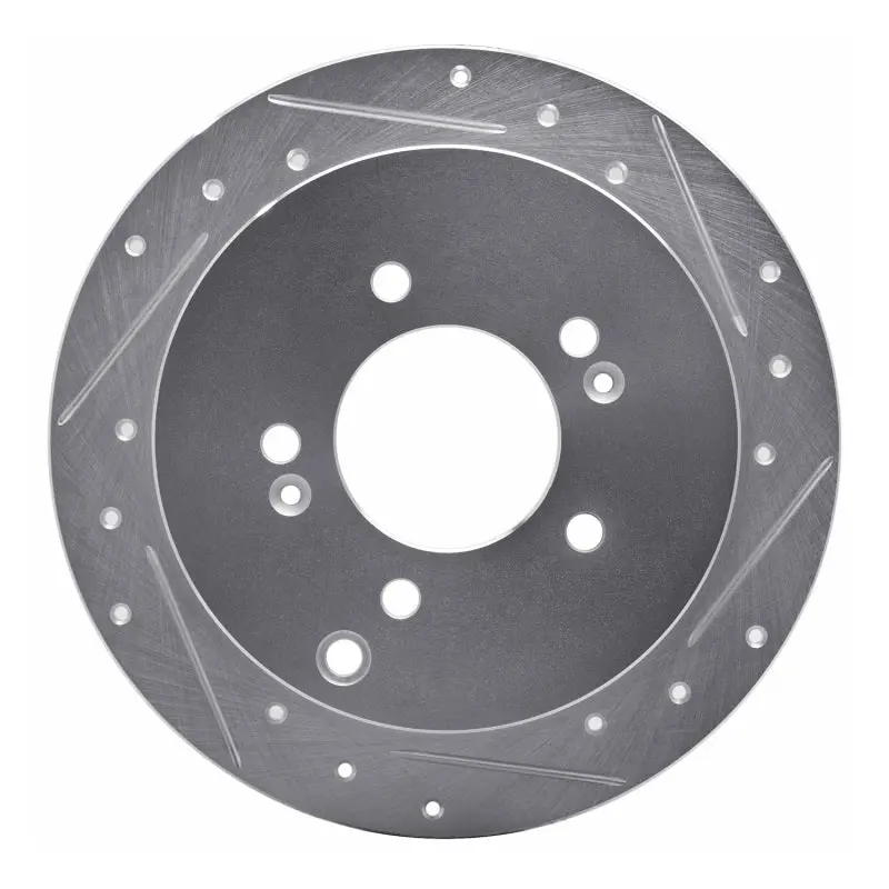 R1 01-16 Hyundai Santa Fe Rear Right Drilled & Slotted Silver Brake Rotor 1