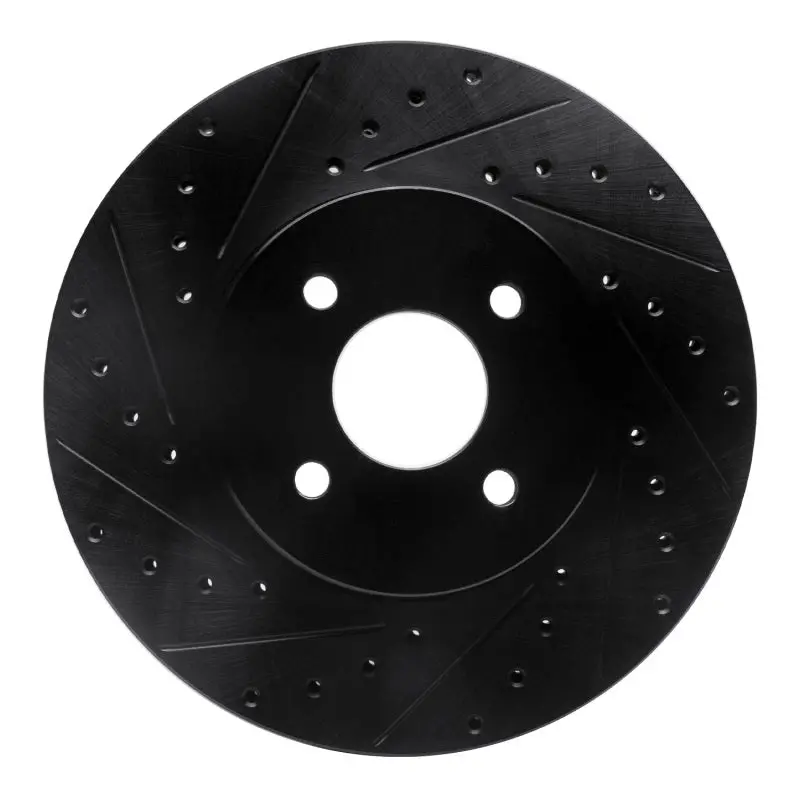R1 02-04 Ford Focus Front Left Drilled & Slotted Black Brake Rotor 1