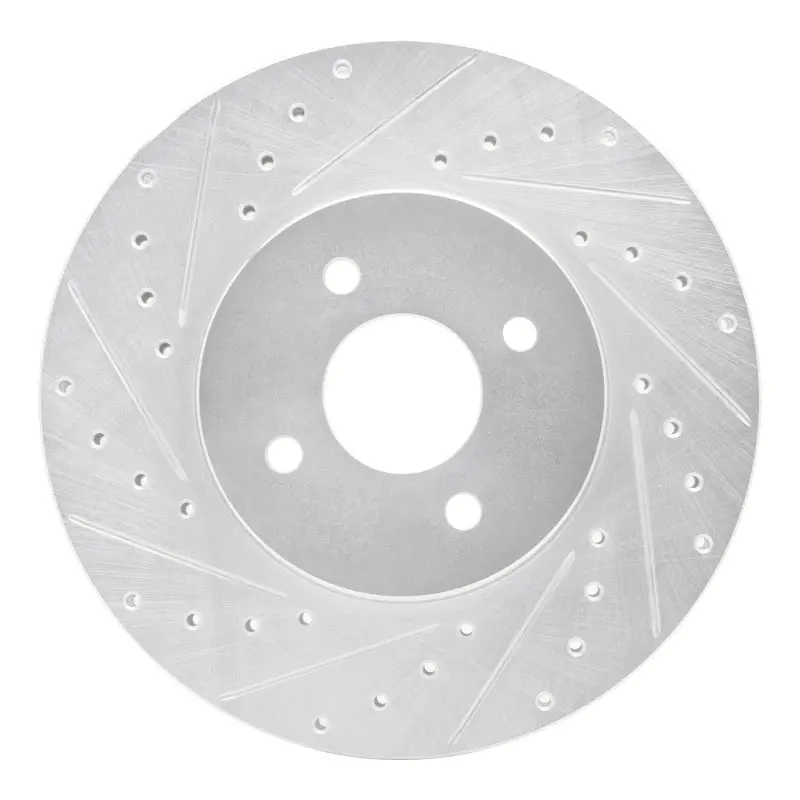 R1 02-04 Ford Focus Front Left Drilled & Slotted Silver Brake Rotor 1