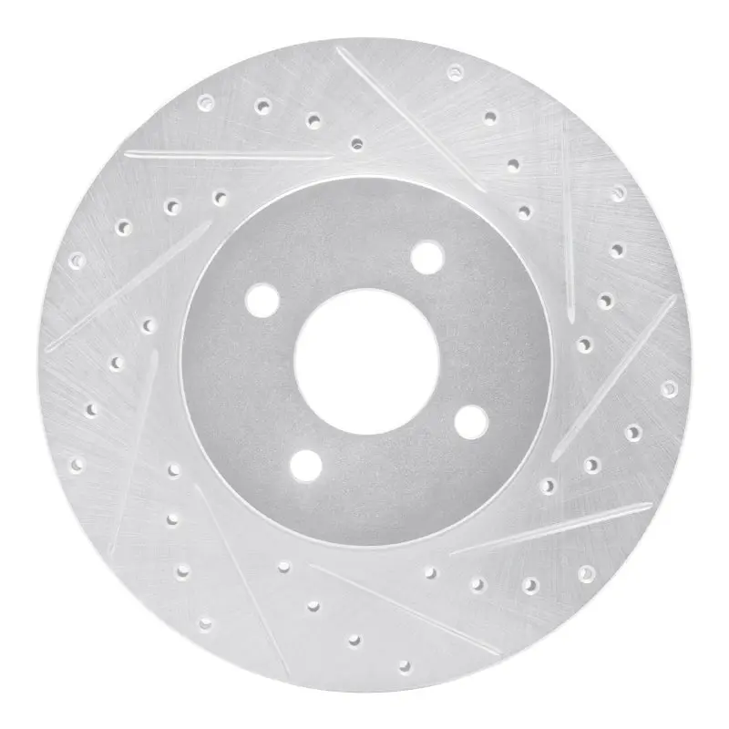 R1 02-04 Ford Focus Front Right Drilled & Slotted Silver Brake Rotor 1
