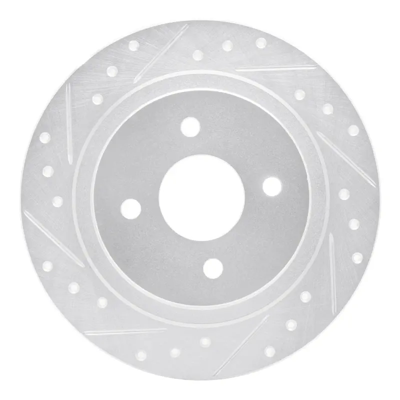 R1 02-04 Ford Focus Rear Left Drilled & Slotted Silver Brake Rotor 1