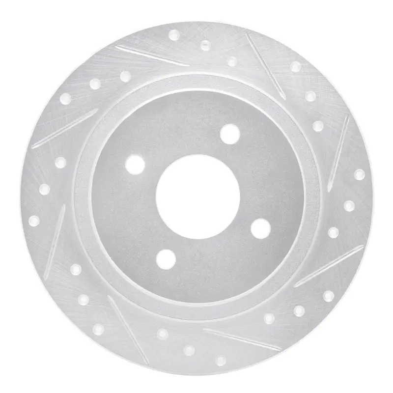 R1 02-04 Ford Focus Rear Right Drilled & Slotted Silver Brake Rotor 1