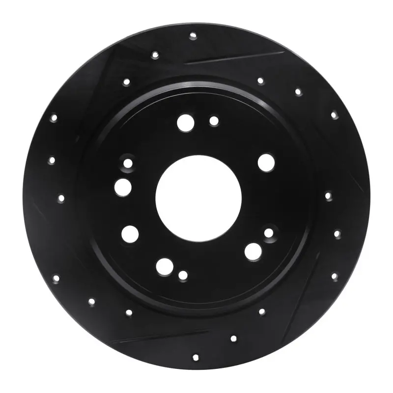 R1 02-04 Honda Cr-V Rear Left Drilled & Slotted Black Brake Rotor 1