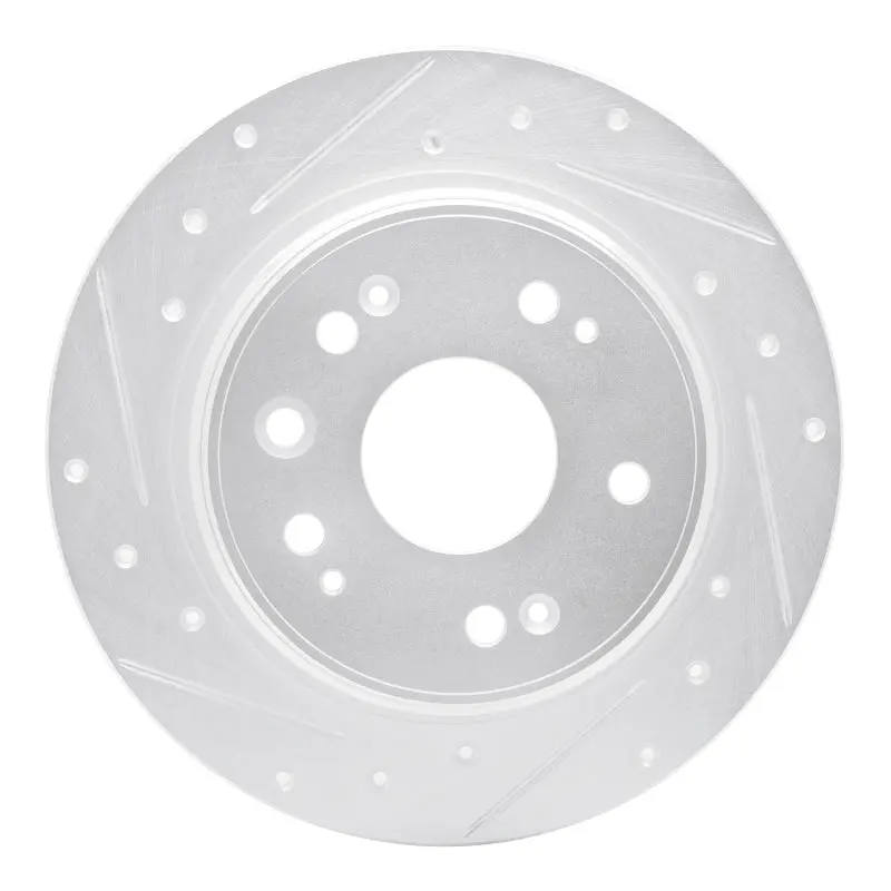 R1 02-04 Honda Cr-V Rear Left Drilled & Slotted Silver Brake Rotor 1