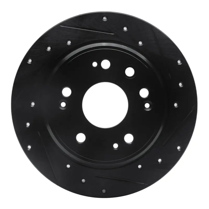 R1 02-04 Honda Cr-V Rear Right Drilled & Slotted Black Brake Rotor 1