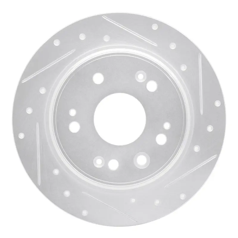 R1 02-04 Honda Cr-V Rear Right Drilled & Slotted Silver Brake Rotor 1