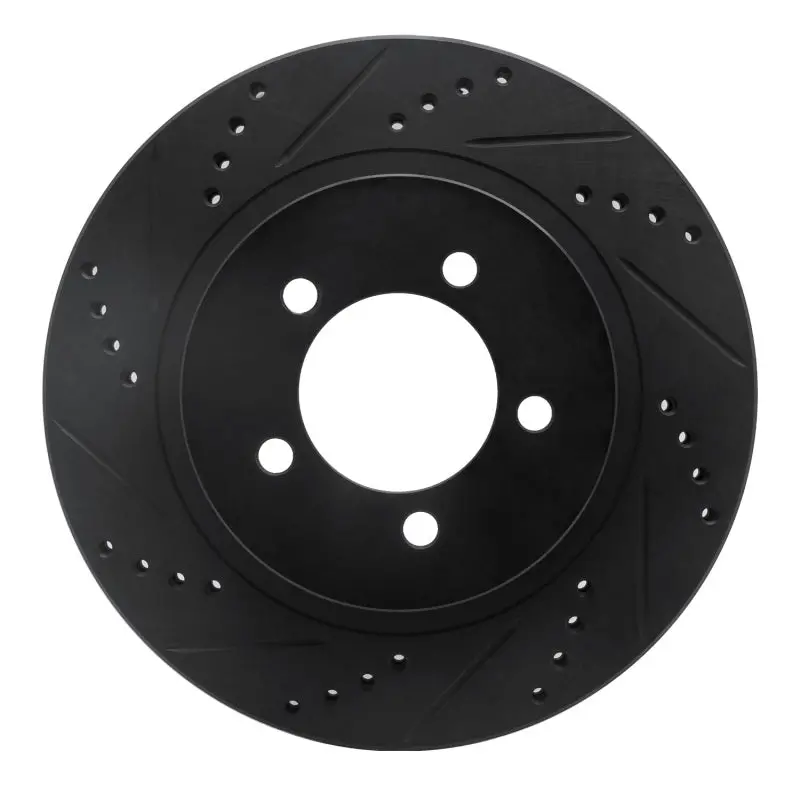 R1 02-05 Ford Explorer Front Left Drilled & Slotted Black Brake Rotor 1
