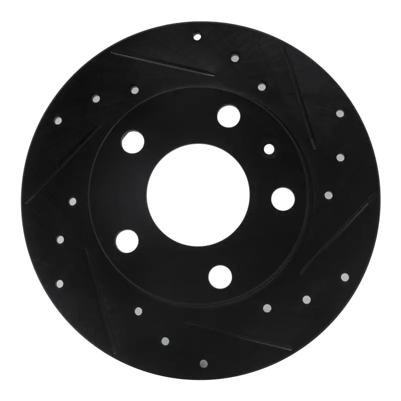 R1 02-06 Audi A4 Quattro Rear Right Drilled & Slotted Black Brake Rotor 1