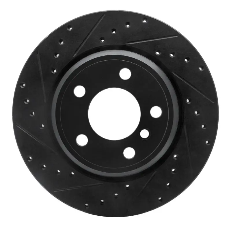 R1 02-06 Bmw X5 Rear Left Drilled & Slotted Black Brake Rotor 1