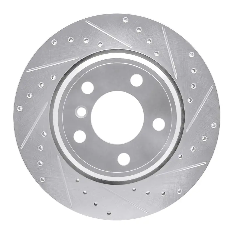 R1 02-06 Bmw X5 Rear Right Drilled & Slotted Silver Brake Rotor 1