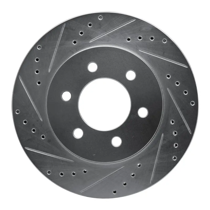 R1 02-06 Ford Expedition Front Left Drilled & Slotted Silver Brake Rotor 1