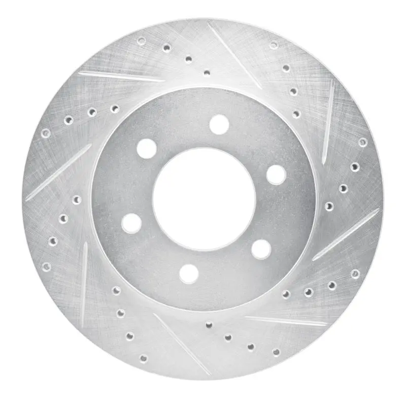 R1 02-06 Ford Expedition Front Right Drilled & Slotted Silver Brake Rotor 1