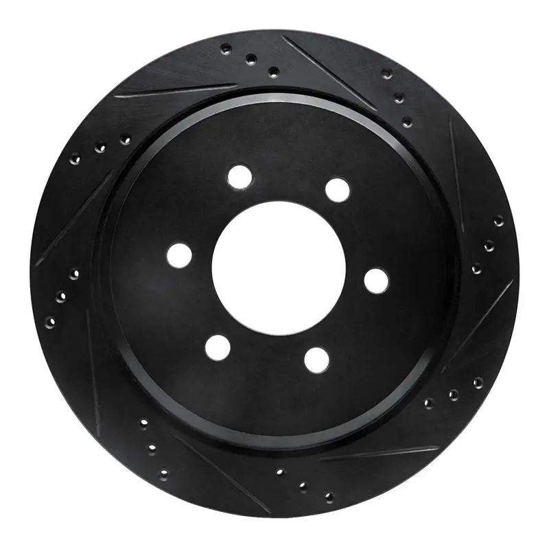 R1 02-06 Ford Expedition Rear Right Drilled & Slotted Black Brake Rotor 1