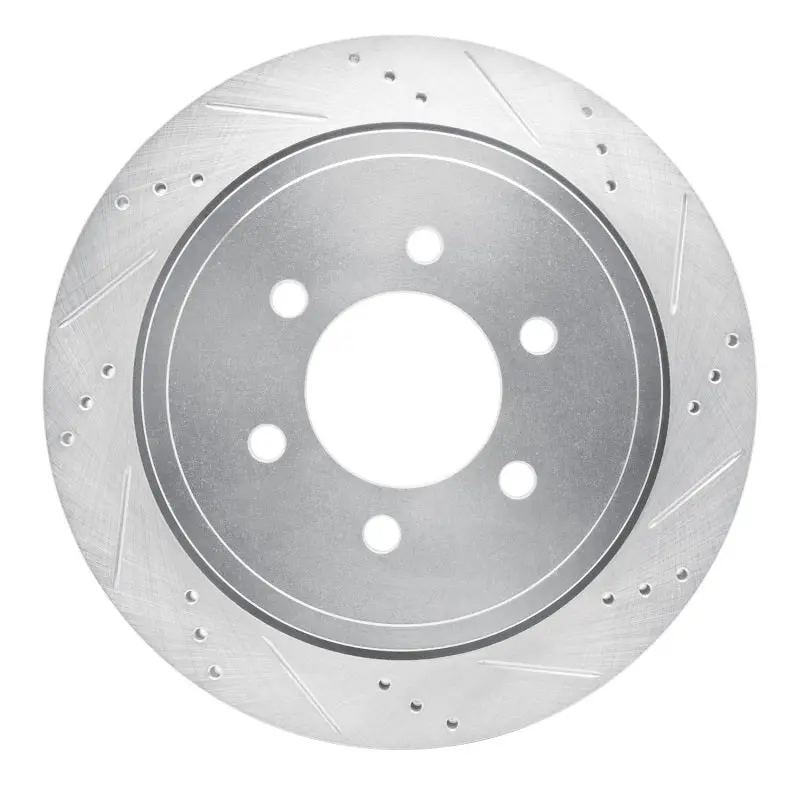 R1 02-06 Ford Expedition Rear Right Drilled & Slotted Silver Brake Rotor 1