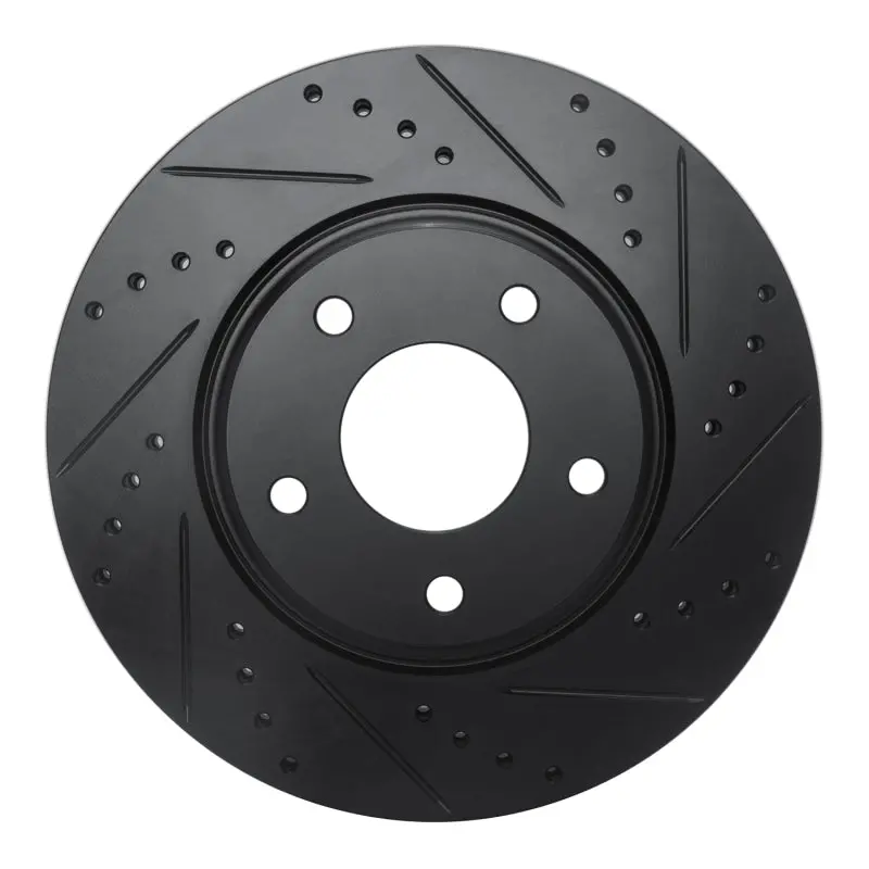 R1 02-06 Infiniti I35 Front Right Drilled & Slotted Black Brake Rotor 1