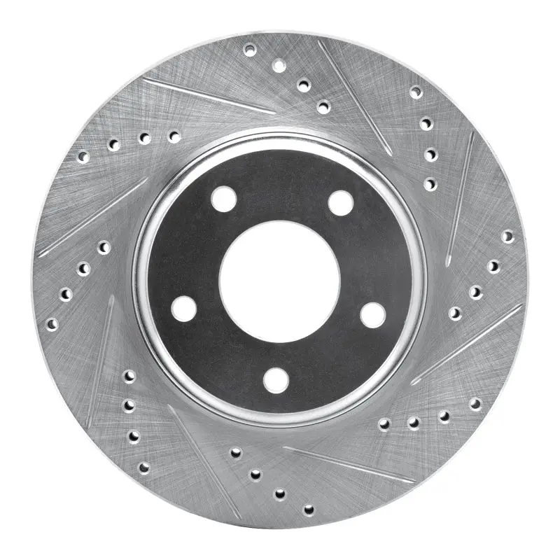 R1 02-06 Infiniti I35 Front Right Drilled & Slotted Silver Brake Rotor 1