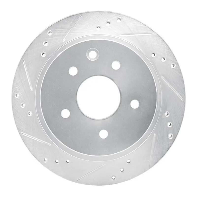 R1 02-06 Infiniti M45 Rear Left Drilled & Slotted Silver Brake Rotor 1