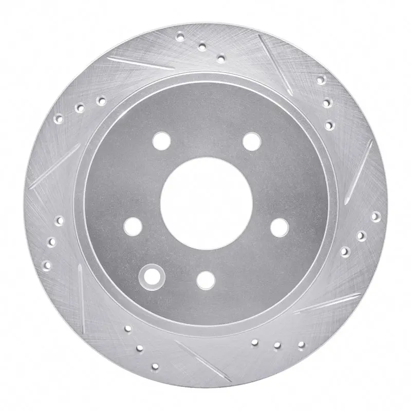 R1 02-06 Infiniti M45 Rear Right Drilled & Slotted Silver Brake Rotor 1