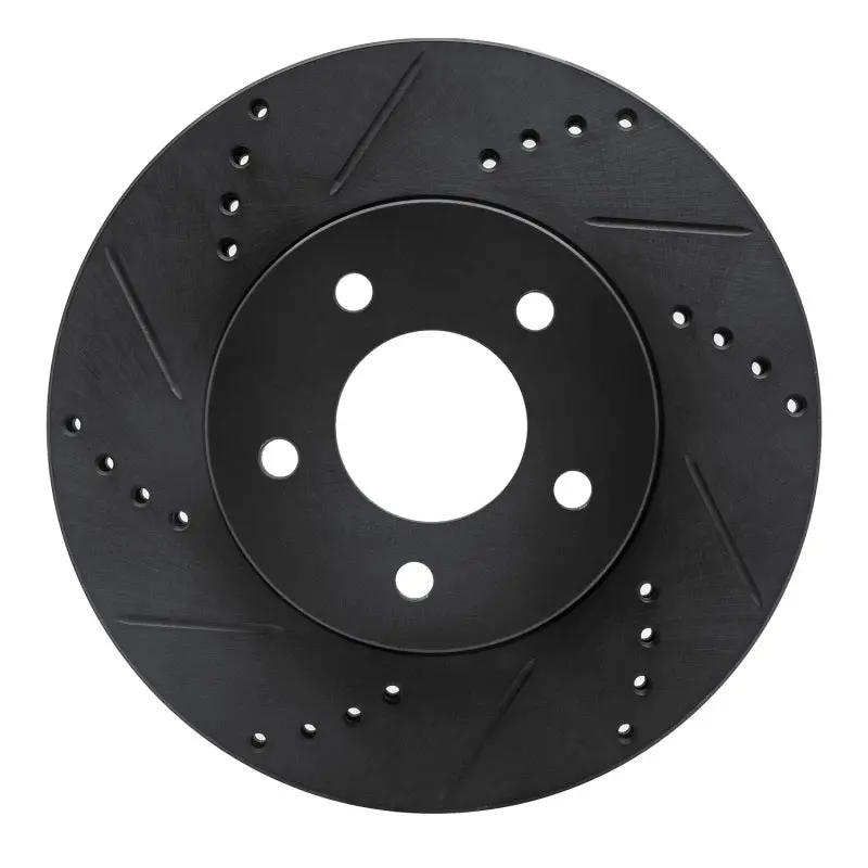 R1 02-07 Chevrolet Equinox Front Left Drilled & Slotted Black Brake Rotor 1