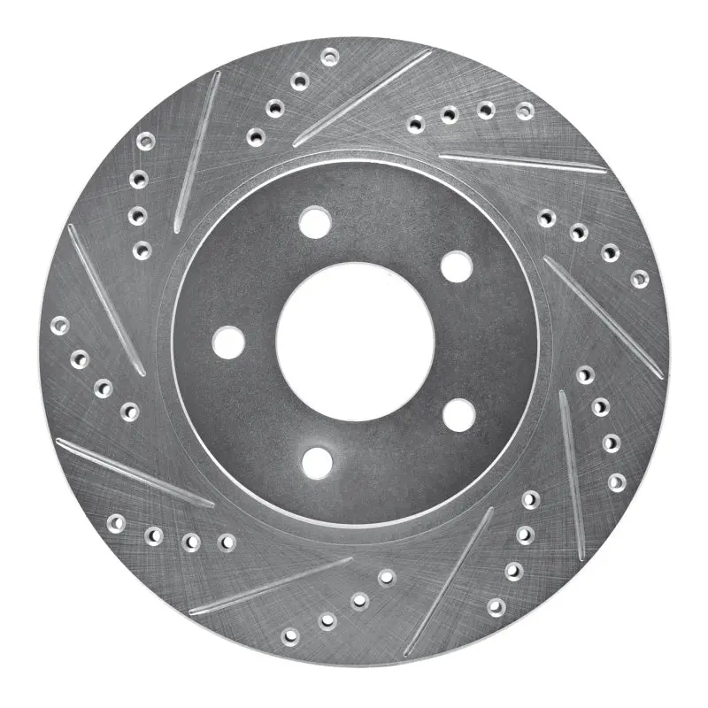 R1 02-07 Chevrolet Equinox Front Left Drilled & Slotted Silver Brake Rotor 1