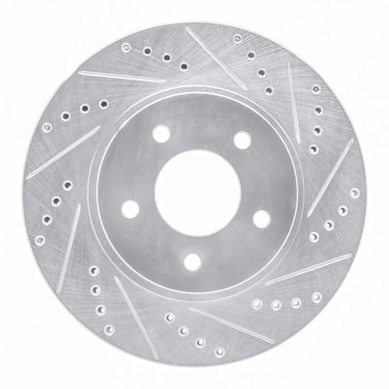 R1 02-07 Chevrolet Equinox Front Right Drilled & Slotted Silver Brake Rotor 1