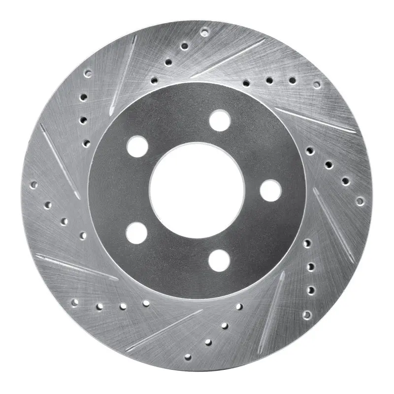 R1 02-07 Jeep Liberty Front Left Drilled & Slotted Silver Brake Rotor 1