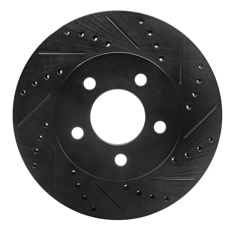 R1 02-07 Jeep Liberty Front Right Drilled & Slotted Black Brake Rotor 1