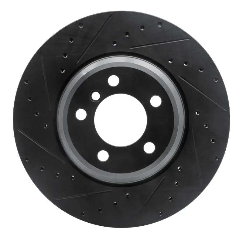R1 02-08 Bmw 745Li Front Left Drilled & Slotted Black Brake Rotor 1