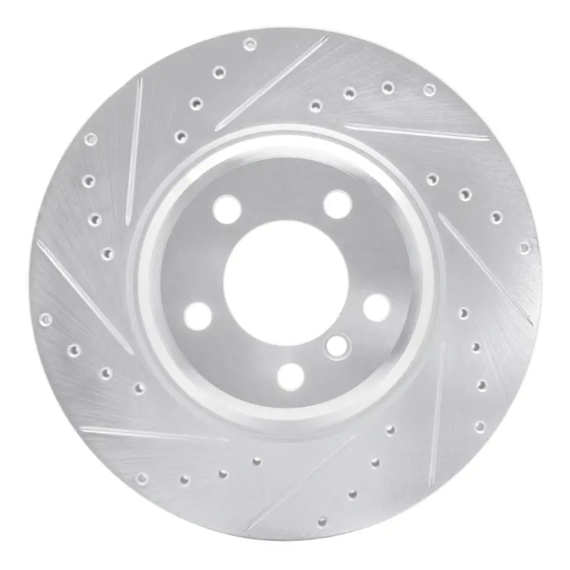R1 02-08 Bmw 745Li Front Left Drilled & Slotted Silver Brake Rotor 1