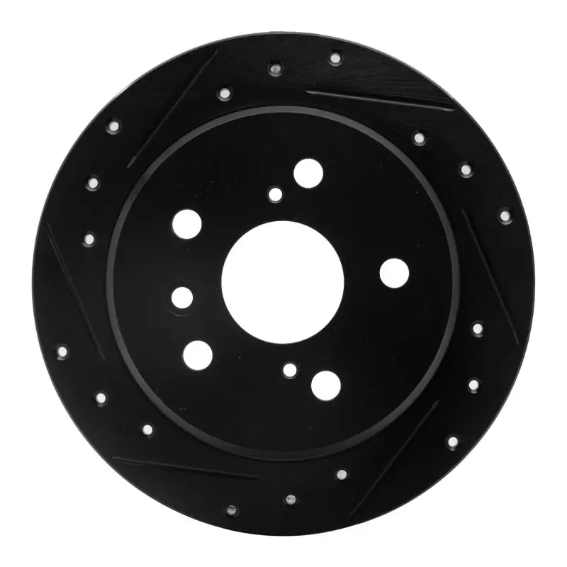 R1 02-08 Lexus Es300 Rear Left Drilled & Slotted Black Brake Rotor 1