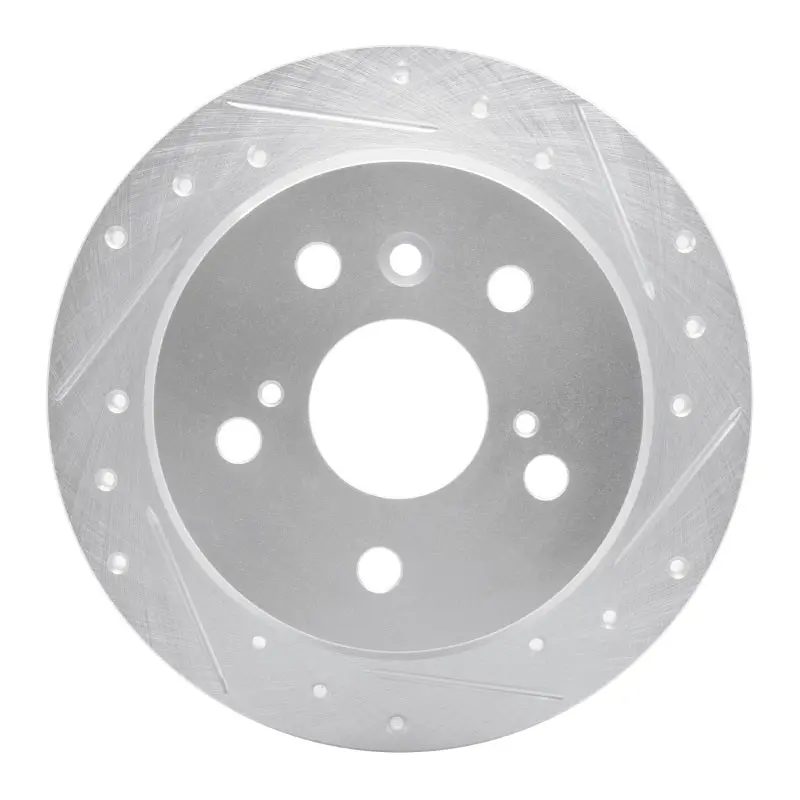 R1 02-08 Lexus Es330 Rear Right Drilled & Slotted Silver Brake Rotor 1