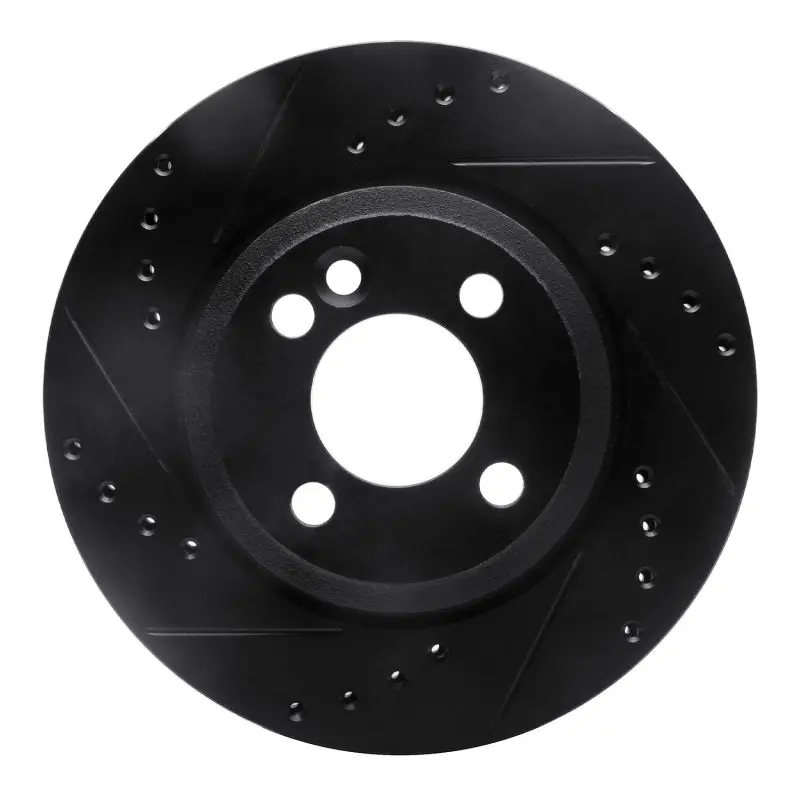 R1 02-08 Mini Cooper (Excl Clubman) Front Left Drilled & Slotted Black Brake Rotor 1