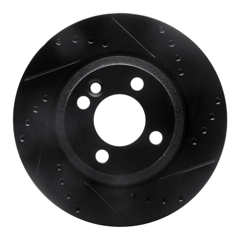 R1 02-08 Mini Cooper (Excl Clubman) Front Right Drilled & Slotted Black Brake Rotor 1