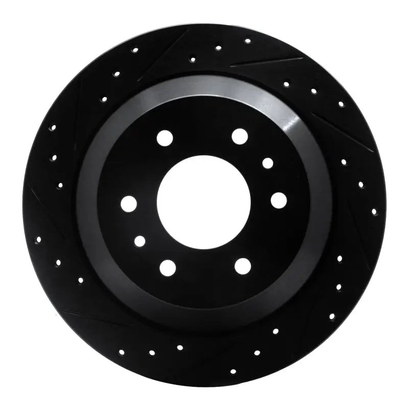 R1 02-09 Buick Rainier Rear Left Drilled & Slotted Black Brake Rotor 1