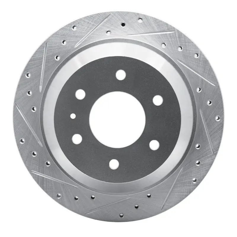 R1 02-09 Buick Rainier Rear Left Drilled & Slotted Silver Brake Rotor 1