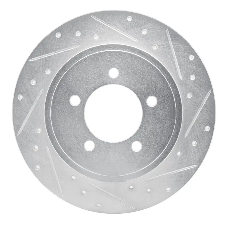 R1 02-10 Ford Explorer Rear Right Drilled & Slotted Silver Brake Rotor 1
