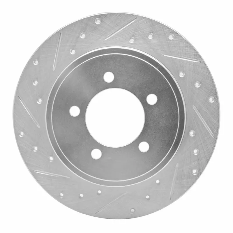 R1 02-10 Ford Explorer Sport Trac Rear Left Drilled & Slotted Silver Brake Rotor 1