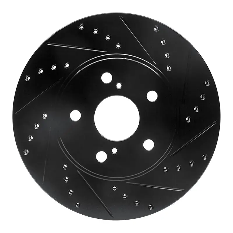 R1 02-15 Lexus Es300 Front Right Drilled & Slotted Black Brake Rotor 1