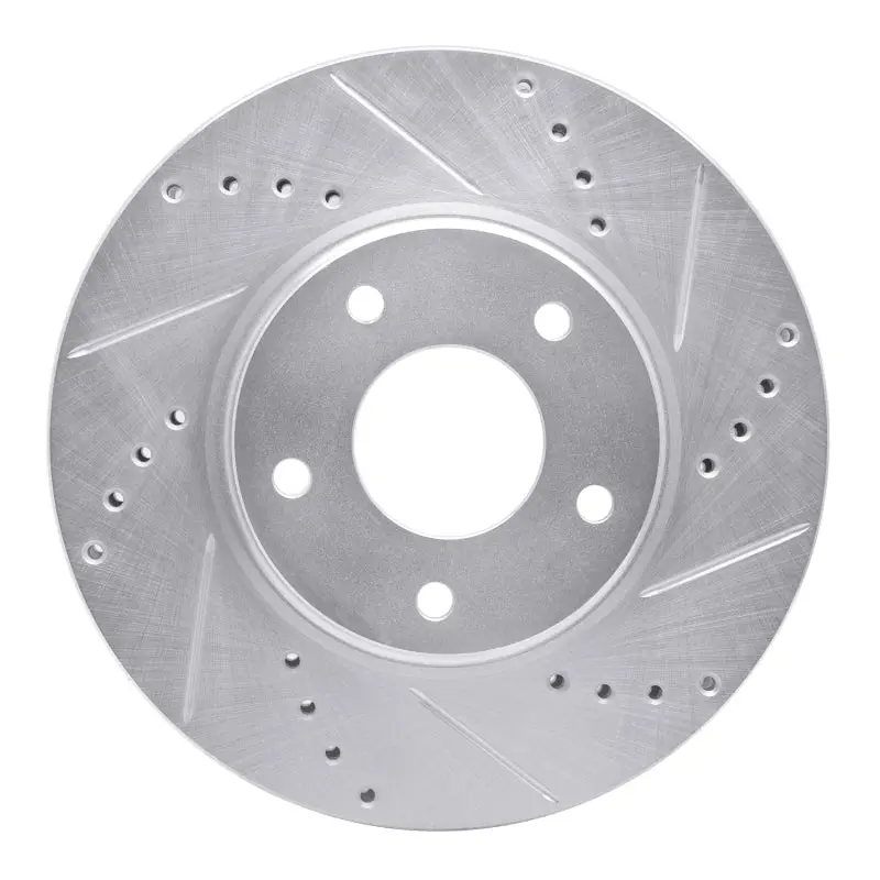 R1 02-17 Infiniti Q45 Front Right Drilled & Slotted Silver Brake Rotor 1