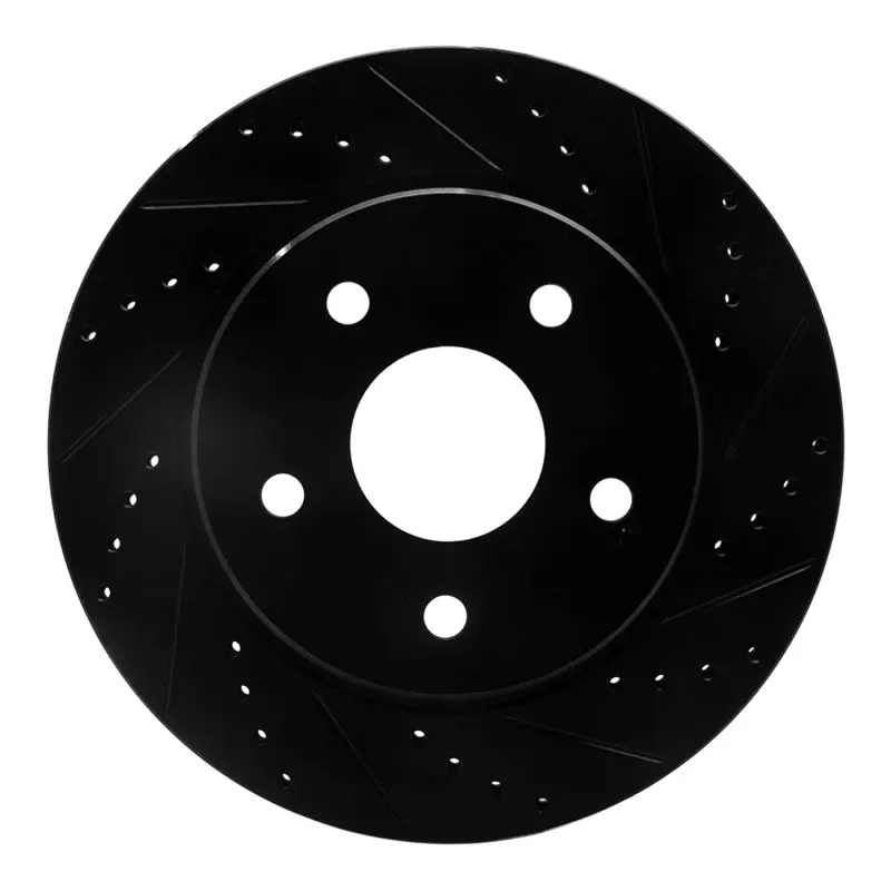 R1 02-24 Chrysler Aspen Front Right Drilled & Slotted Black Brake Rotor 1