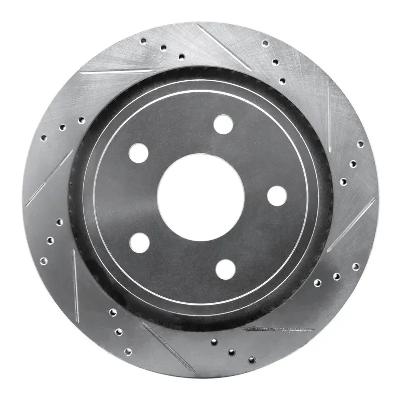 R1 02-24 Chrysler Aspen Rear Right Drilled & Slotted Silver Brake Rotor 1