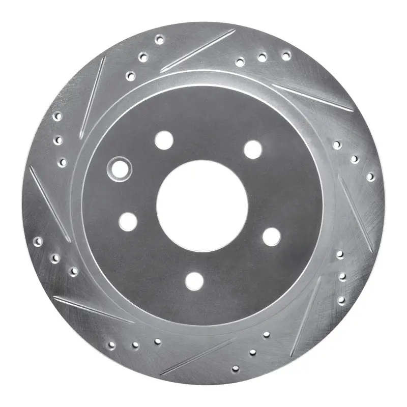 R1 02-25 Infiniti G35 Rear Left Drilled & Slotted Silver Brake Rotor 1