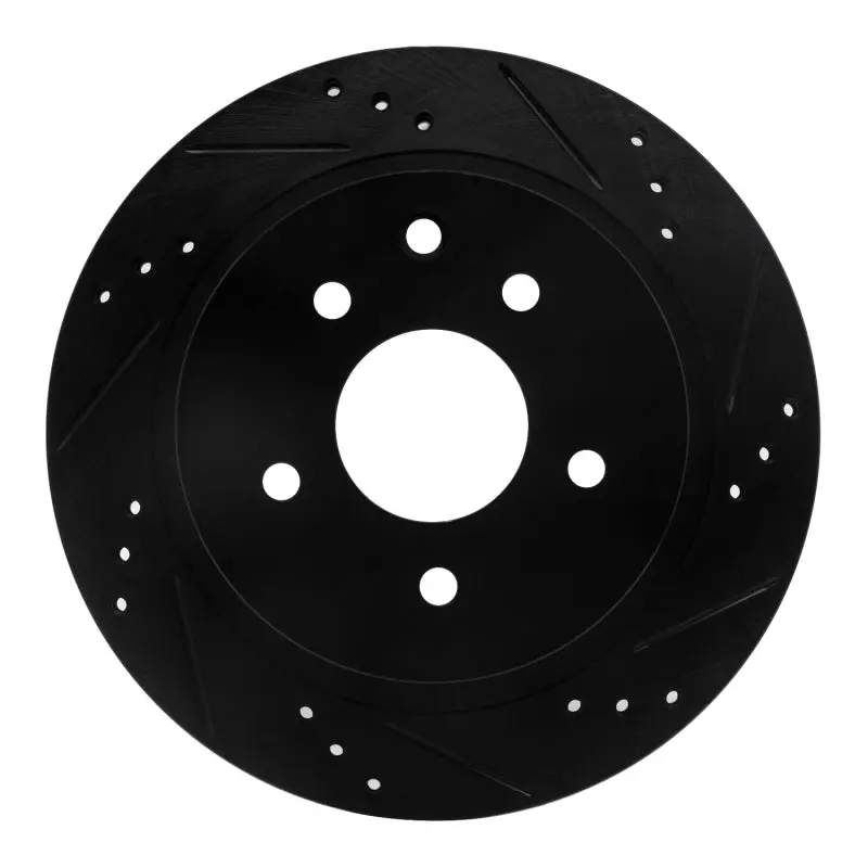 R1 02-25 Infiniti G35 Rear Right Drilled & Slotted Black Brake Rotor 1