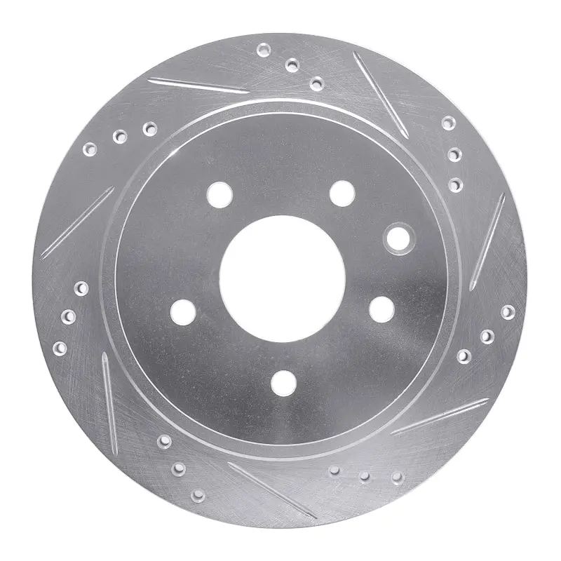 R1 02-25 Infiniti G35 Rear Right Drilled & Slotted Silver Brake Rotor 1