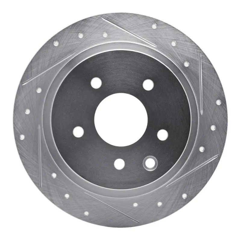 R1 02-25 Nissan Maxima Rear Right Drilled & Slotted Silver Brake Rotor 1