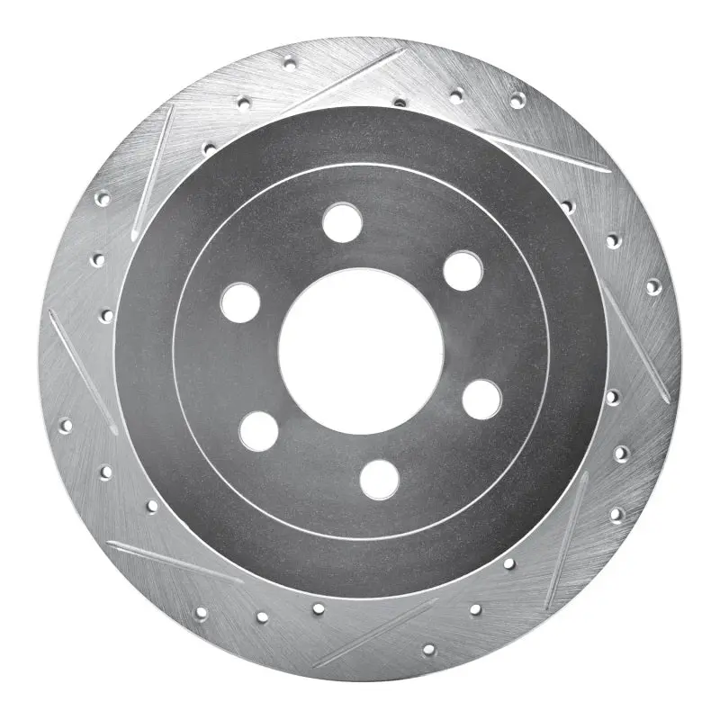 R1 03-04 Dodge Dakota Rwd Rear Left Drilled & Slotted Silver Brake Rotor 1