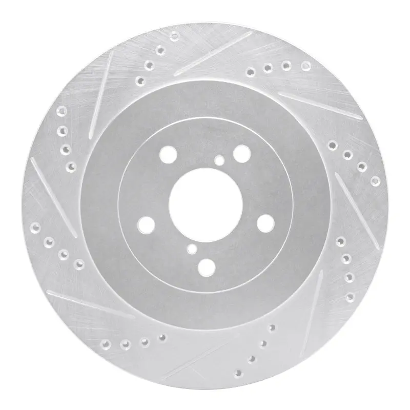 R1 03-04 Subaru Impreza Rear Left Drilled & Slotted Silver Brake Rotor 1